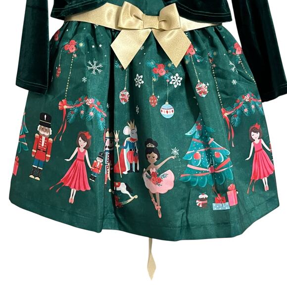 Bonnie Baby Nutcracker Print Christmas Holiday Party Dress Sweater 2 Pieces - Picture 4 of 8